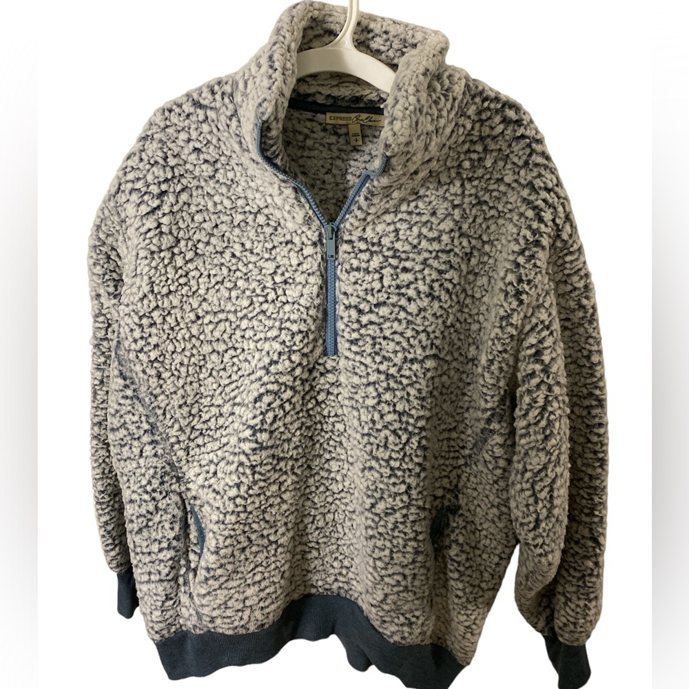 Express One Eleven Women's Blue 1/4 Zip Sherpa
Fleece Pullover
